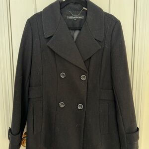 Women's Black Double-Breasted Peacoat